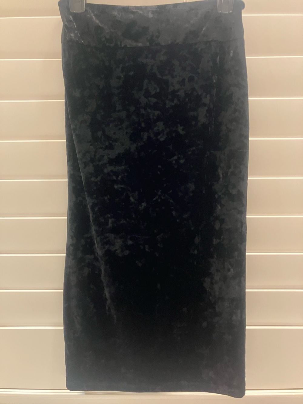 Classic Black Crush Velvet Pencil Skirt